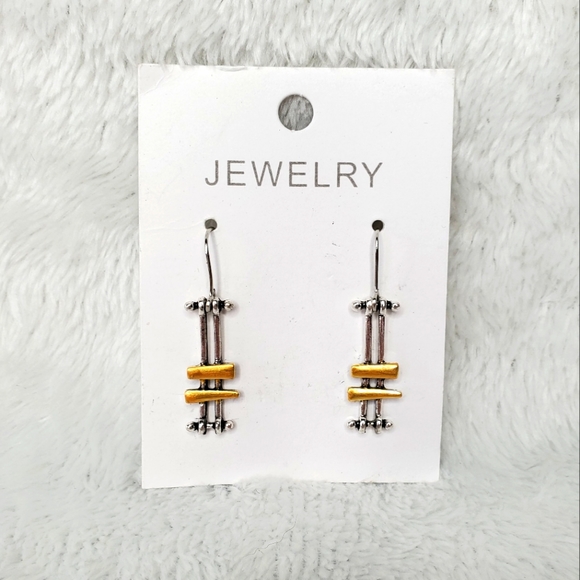 Abstract Dual Tone Earrings - Picture 1 of 6